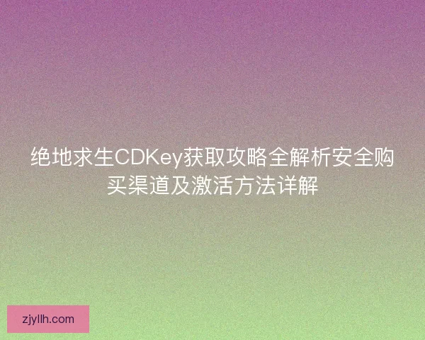绝地求生CDKey获取攻略全解析安全购买渠道及激活方法详解