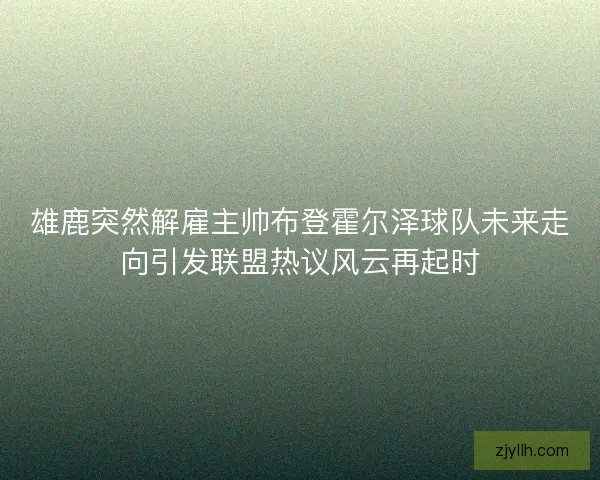 雄鹿突然解雇主帅布登霍尔泽球队未来走向引发联盟热议风云再起时